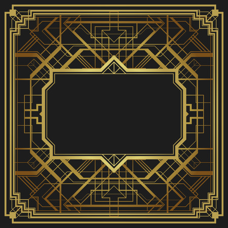 Art deco style geometric pattern, gold vector vintage background, 1920 styleのイラスト素材