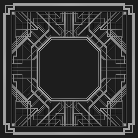 Art deco style geometric pattern, gold vector vintage background, 1920 styleのイラスト素材