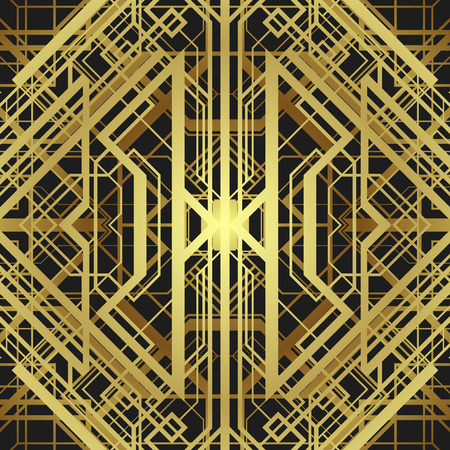 Art deco style geometric pattern, gold vector vintage background, 1920 styleのイラスト素材