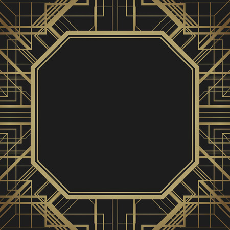Art deco style geometric pattern, gold vector vintage background, 1920 styleのイラスト素材
