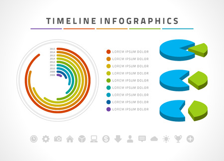 Timeline infographic and icons vector design template.  For web design, timeline and workflow layout.のイラスト素材