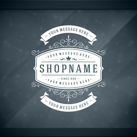 Window advertising shop decals insignia graphics. Vector design element. Place for shop name sign.のイラスト素材