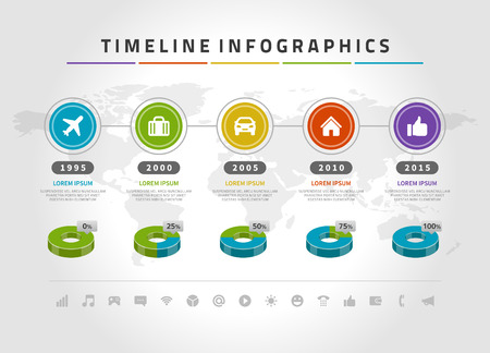 Timeline infographic and icons vector design template.  For web design, timeline and workflow layout.のイラスト素材