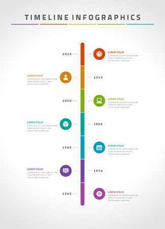 Timeline infographic and icons vector design template.  For web design, timeline and workflow layout.のイラスト素材