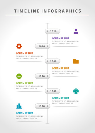 Timeline infographic and icons vector design template.  For web design, timeline and workflow layout.のイラスト素材