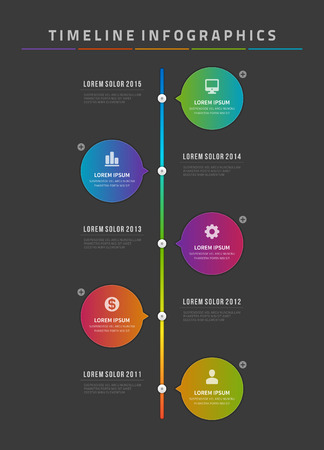 Timeline infographic and icons vector design template.  For web design, timeline and workflow layout.のイラスト素材