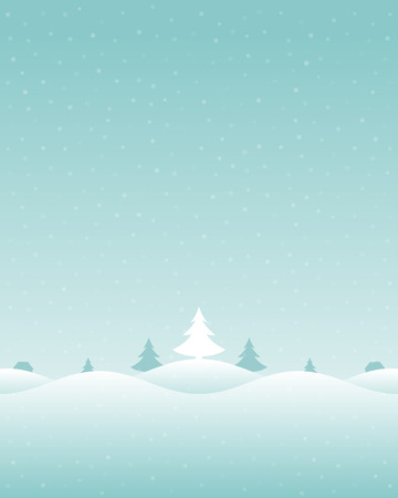 Christmas retro winter lanscape and trees greeting card background. のイラスト素材