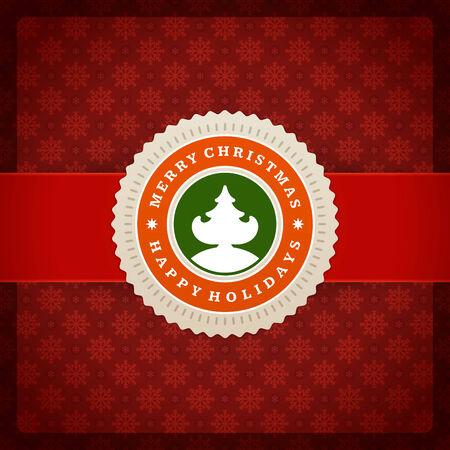 Christmas retro typography and ornament decoration. Merry Christmas holidays wish greeting card design and vintage background. Happy new year message. のイラスト素材