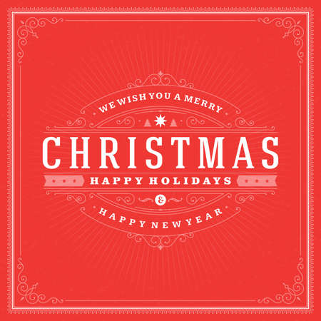 Christmas Backround and ornament decoration. Merry Christmas holidays wish greeting card or invitation design and vintage style. Happy new year message. のイラスト素材