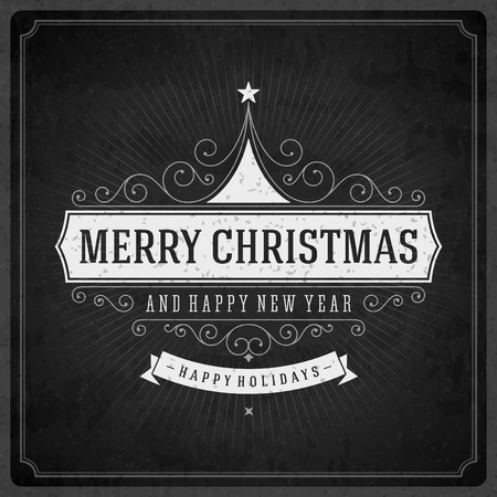 Christmas Backround and ornament decoration. Merry Christmas holidays wish greeting card or invitation chalkboard design. Happy new year message. のイラスト素材