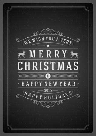 Christmas Backround and ornament decoration. Merry Christmas holidays wish greeting card or invitation chalkboard design. Happy new year message. のイラスト素材