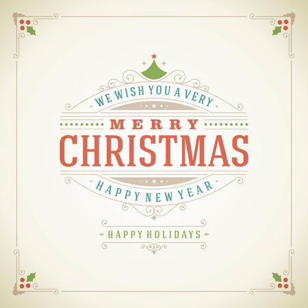 Christmas Backround and ornament decoration. Merry Christmas holidays wish greeting card or invitation design and vintage style. Happy new year message. のイラスト素材