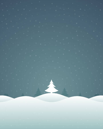 Christmas retro winter landscape and trees greeting card background. Vector illustrationのイラスト素材