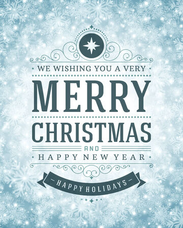 Christmas greeting card light and snowflakes vector background. Merry Christmas holidays wish design and vintage ornament decoration. Happy new year message. のイラスト素材