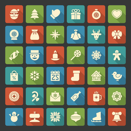 Christmas icons vector set. Christmas decorations objects and symbols collection.のイラスト素材