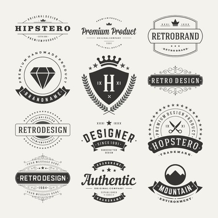 Retro Vintage Insignias or icons set. Vector design elements, business signs, icons, identity, labels, badges and objects.