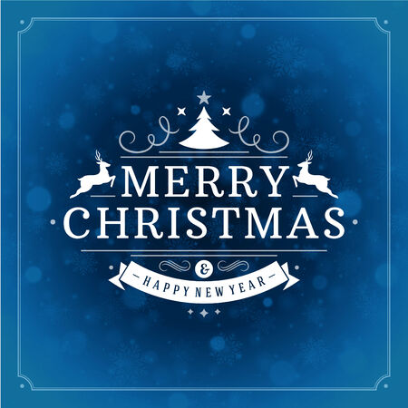 Christmas retro typographic and light with snowflakes. Merry Christmas holidays wish greeting card and vintage ornament decoration. Happy new year message. Vector background Eps 10.のイラスト素材