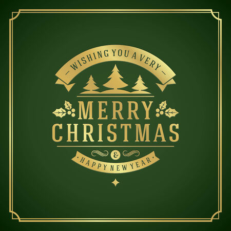 Christmas retro greeting card and ornament decoration. Merry Christmas holidays wish invitation design and vintage background. Happy new year message. Vector illustration.のイラスト素材