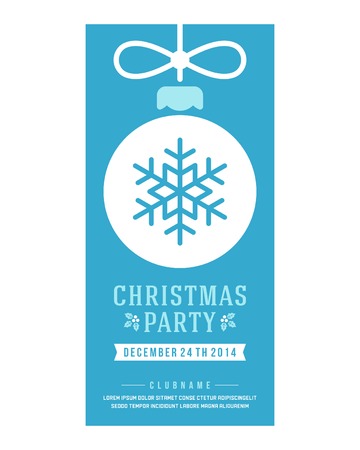 Christmas party invitation retro typography and ornament decoration. Christmas holidays flyer or poster design.  のイラスト素材