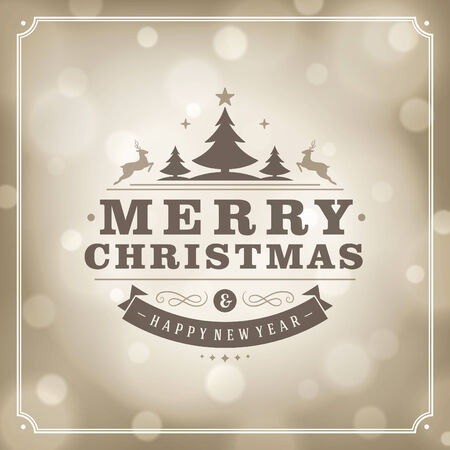 Christmas party invitation retro typography and ornament decorationのイラスト素材