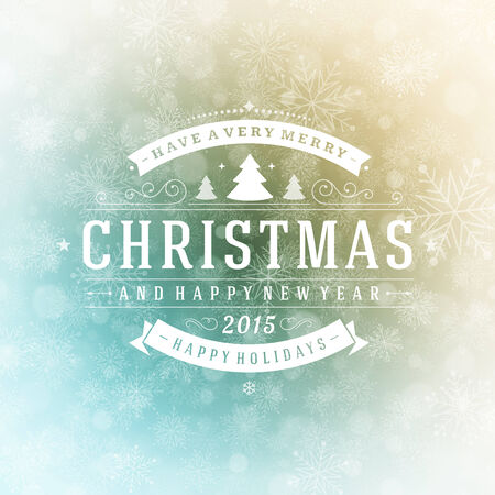 Christmas greeting card light and snowflakes vector background. Merry Christmas holidays wish design and vintage ornament decoration. Happy new year message. Vector illustration.のイラスト素材