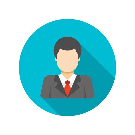 Flat Busness Man User Profile Avatar in Suit icon design and long shadow vector illustration for website and promotion banners.のイラスト素材