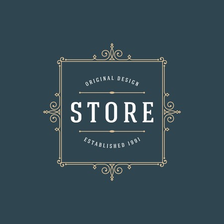 Flourishes calligraphic monogram emblem template. Luxury elegant frame ornament line icon design vector illustrationのイラスト素材
