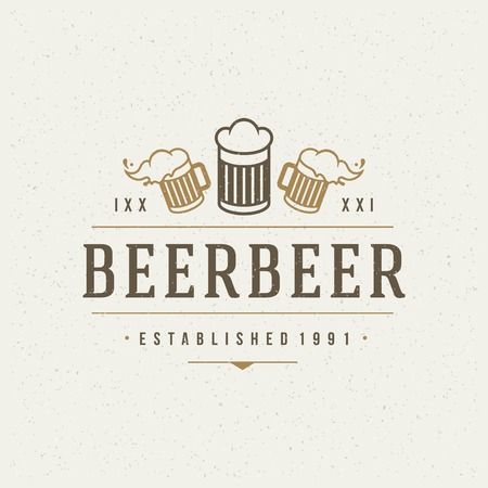 Beer Design Element in Vintage Style for icon.のイラスト素材