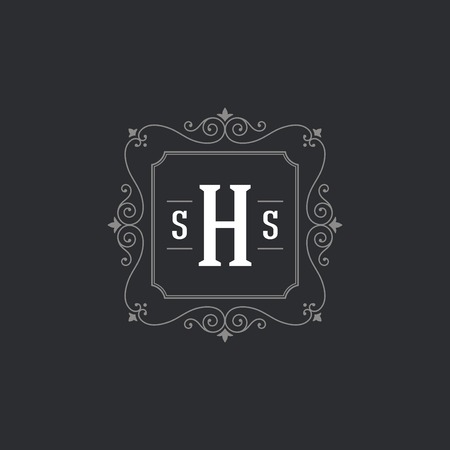 Flourishes calligraphic monogram emblem template.のイラスト素材