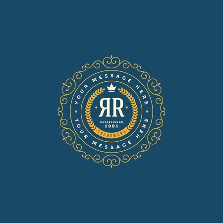 Flourishes calligraphic monogram emblem template.のイラスト素材