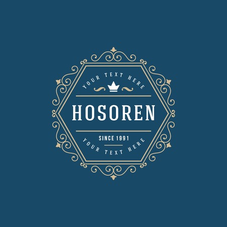 Luxury template flourishes calligraphic elegant ornament lines. Business sign, identity for Restaurant, Royalty, Boutique, Cafe, Hotel, Heraldic, Jewelry, Fashion and other vector illustrationのイラスト素材