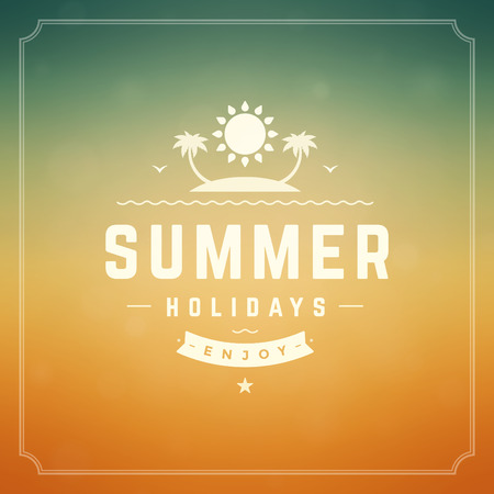 Summer holidays background. Beautiful blurred glowing bokeh light and typography message vector design.のイラスト素材