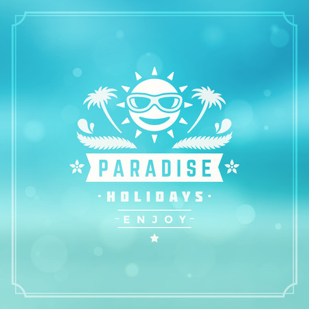 Summer holidays background. Beautiful blurred glowing bokeh light and typography message vector design.のイラスト素材