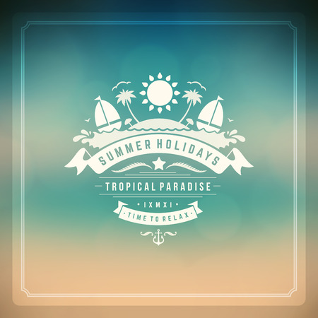 Summer holidays background. Beautiful blurred glowing bokeh light and typography message vector design.のイラスト素材