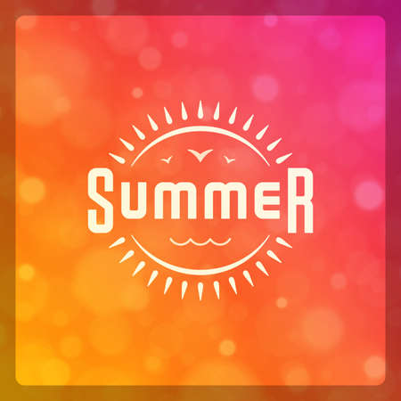 Summer holidays background. Beautiful blurred glowing bokeh light and typography message vector design.のイラスト素材