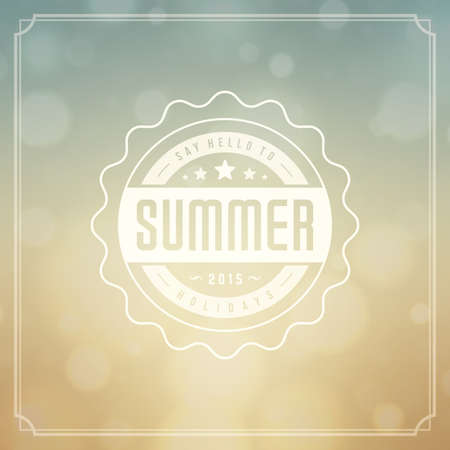Summer holidays poster design. Beautiful blurred sunshine glowing bokeh light and typography message vector background.のイラスト素材