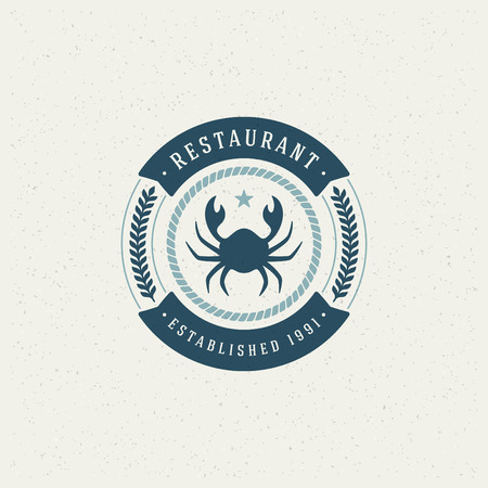 Sea food Restaurant Shop Design Element のイラスト素材