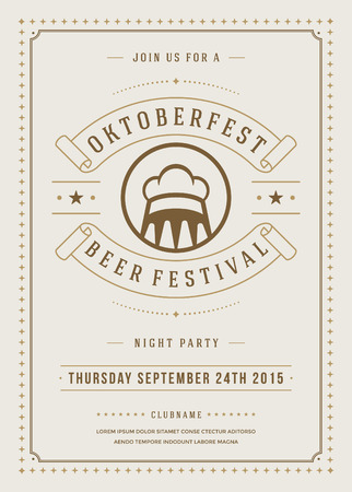 Oktoberfest beer festival celebration retro typography poster or flyer template.のイラスト素材