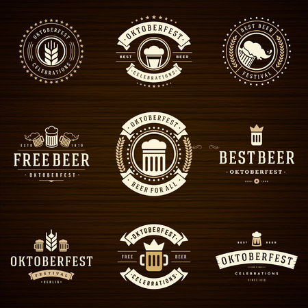 Beer festival Oktoberfest celebrations retro style labelsのイラスト素材