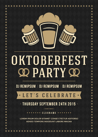 Oktoberfest beer festival celebration retro typography poster or flyer template.のイラスト素材