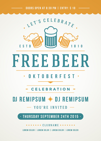 Oktoberfest beer festival celebration retro typography poster or flyer template.のイラスト素材
