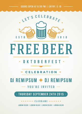 Oktoberfest beer festival celebration retro typography poster or flyer template.