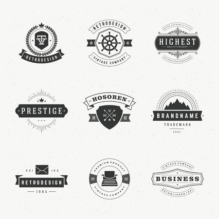 Retro Vintage Insignias or icon set. Vector design elements, business signs, icon, identity, labels, badges and objects.のイラスト素材