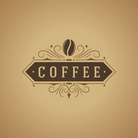 Coffee Shop Logo Design Element in Vintage Style for Logotype, Label, Badge and other design. Bean retro vector illustration.のイラスト素材