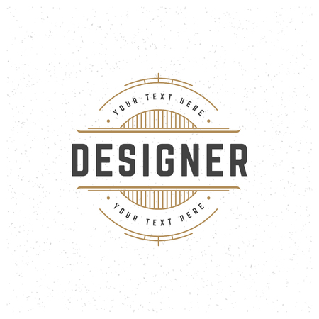 Designer Design Element in Vintage Style for Logotype, Label, Badge and other design. Line art Retro vector illustration.のイラスト素材