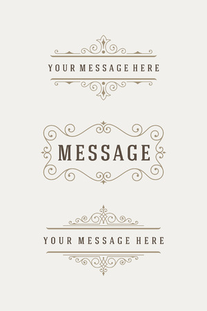 Vintage Vector Ornaments Decorations Design Elements. Flourishes calligraphic combinations retro design for Invitations, Posters, Badges, Logotypes and other design.のイラスト素材