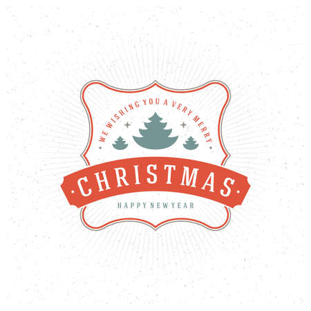 Merry Christmas Greeting Card Typography and Decorations Vector Background. Christmas and Happy New Year Message on textured paperのイラスト素材