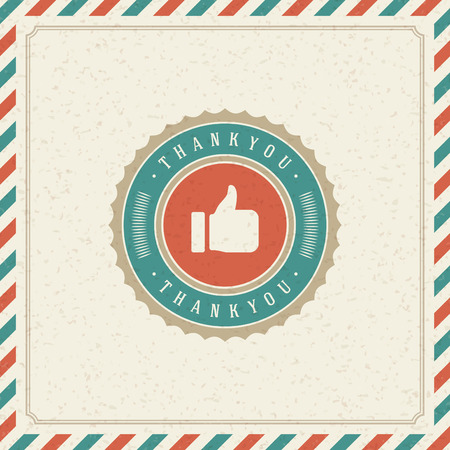 Thank You message text Vintage Greeting Card design template. Retro vector background. Thank You Card Note, Thank You Background.のイラスト素材
