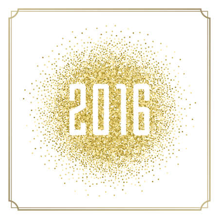 Happy New Year 2016 Greeting card and Golden Sparkles Confetti. Good for Party Poster, Banner or Invitation Design. Numbers 2016, New Year 2016, Happy New Year Vector. Vector Background.のイラスト素材