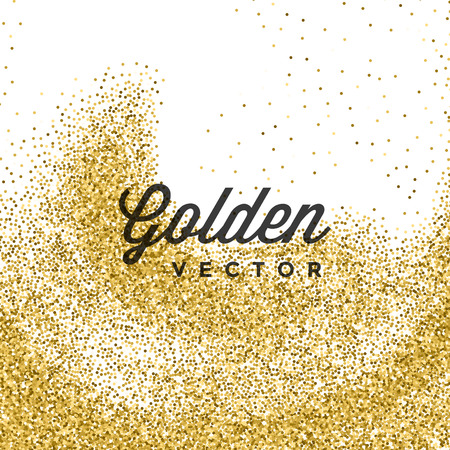 Gold Glitter Sparkles Bright Confetti white vector background. Good for Greeting Gold Cards, Luxury Invitation, Advertising, Voucher, Certificate, Banners, Quote Mark Text. Golden Texture, Shiny Gold.のイラスト素材